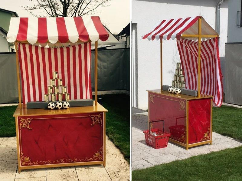 Ein Stand zum Dosenwerfen