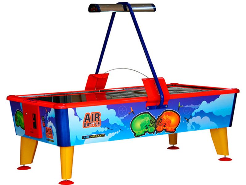 Bunter Airhockey-Tisch Air Battle mit Beleuchtung und Spielfeldüberbau